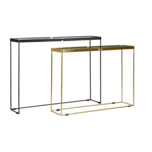Consoles gigognes avec bords arrondis - métal et verre trempé - ROSEMARY