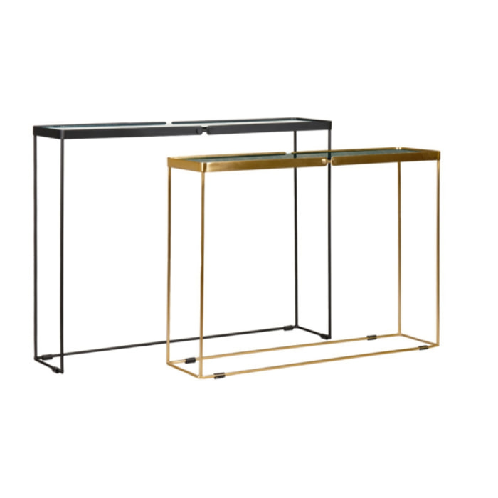 Consoles gigognes avec bords arrondis - métal et verre trempé - ROSEMARY