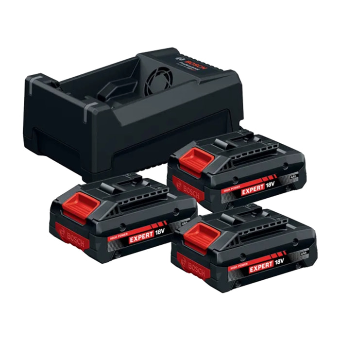 Set de base EXPERT - Chargeur 12/18V - 3X batterie 18V 4.0ah - BOSCH - 0615V0005X