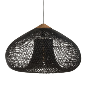 SIXTINE - Suspension 'entonnoir' 80x80cm rotin couleur noire/teck