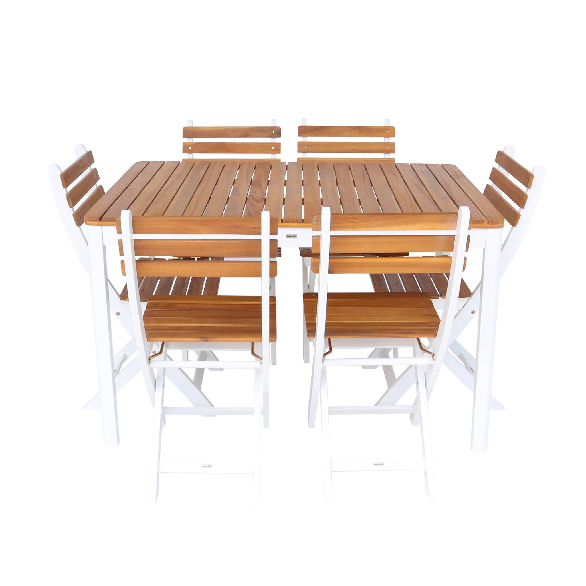 Table de jardin bois d'acacia + 6 assises CALENA + SENORA