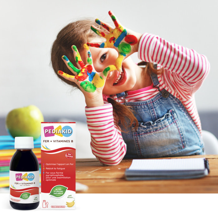PEDIAKID - Sirop Fer + Vitamines B - Complément Alimentaire Naturel - Formule Exclusive au Sirop d'Agave - Optimise les Apports en Fer - Contribue à Réduire la Fatigue - Lot de 2 Flacons 125ml