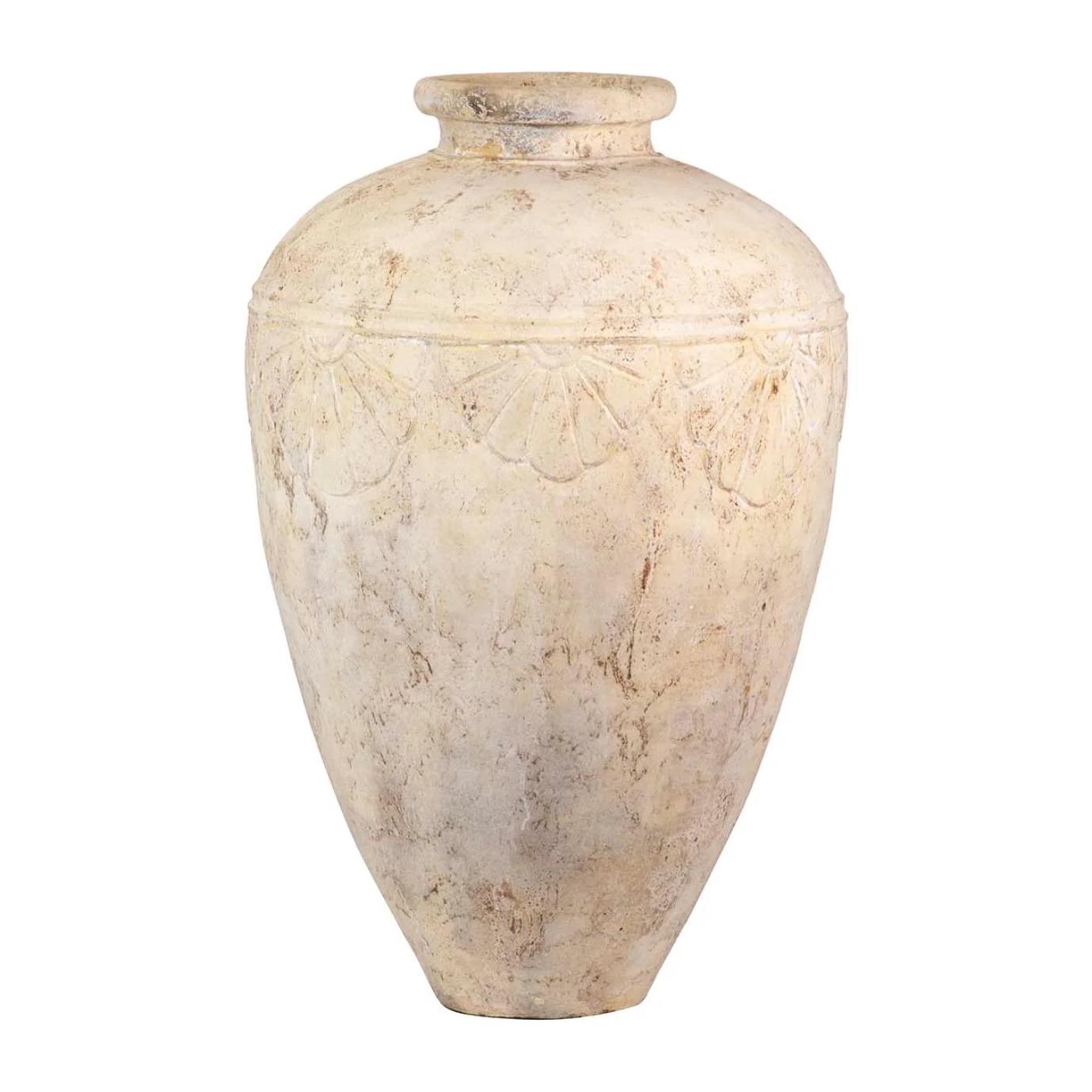 Anfora Terracota Blanco Lavado 76x76x120 Cm