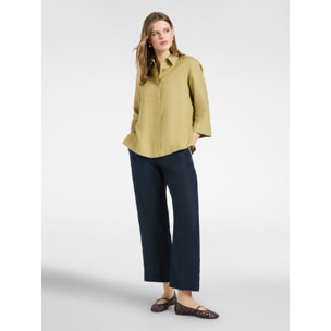 Elena Mirò - Camisa boxy de lino - Verde claro