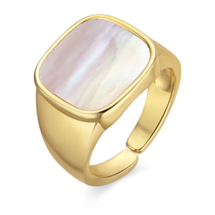 Anillo con Madreperla Blanca acabado oro 18k