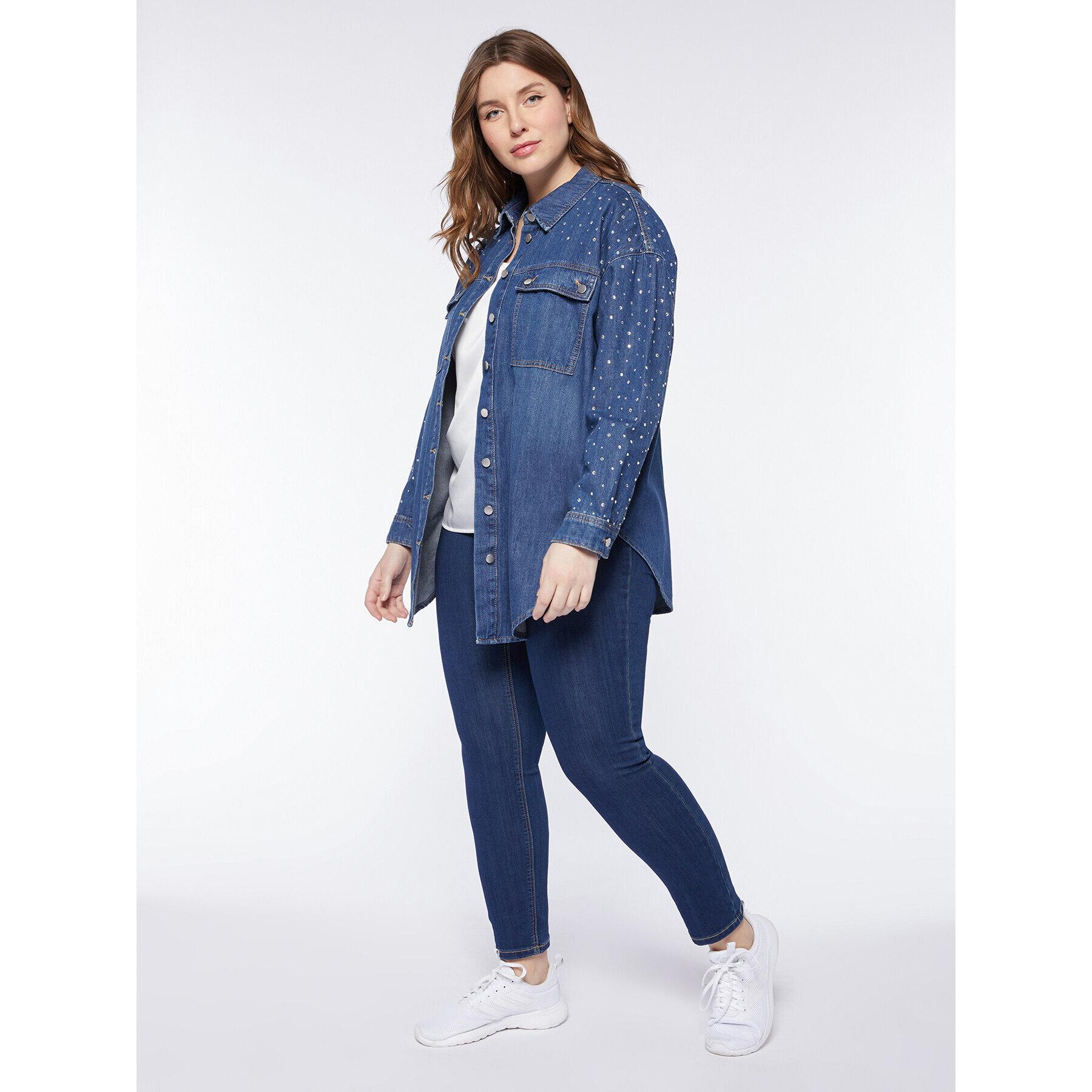 Fiorella Rubino - Camicia over in denim con strass - Blu