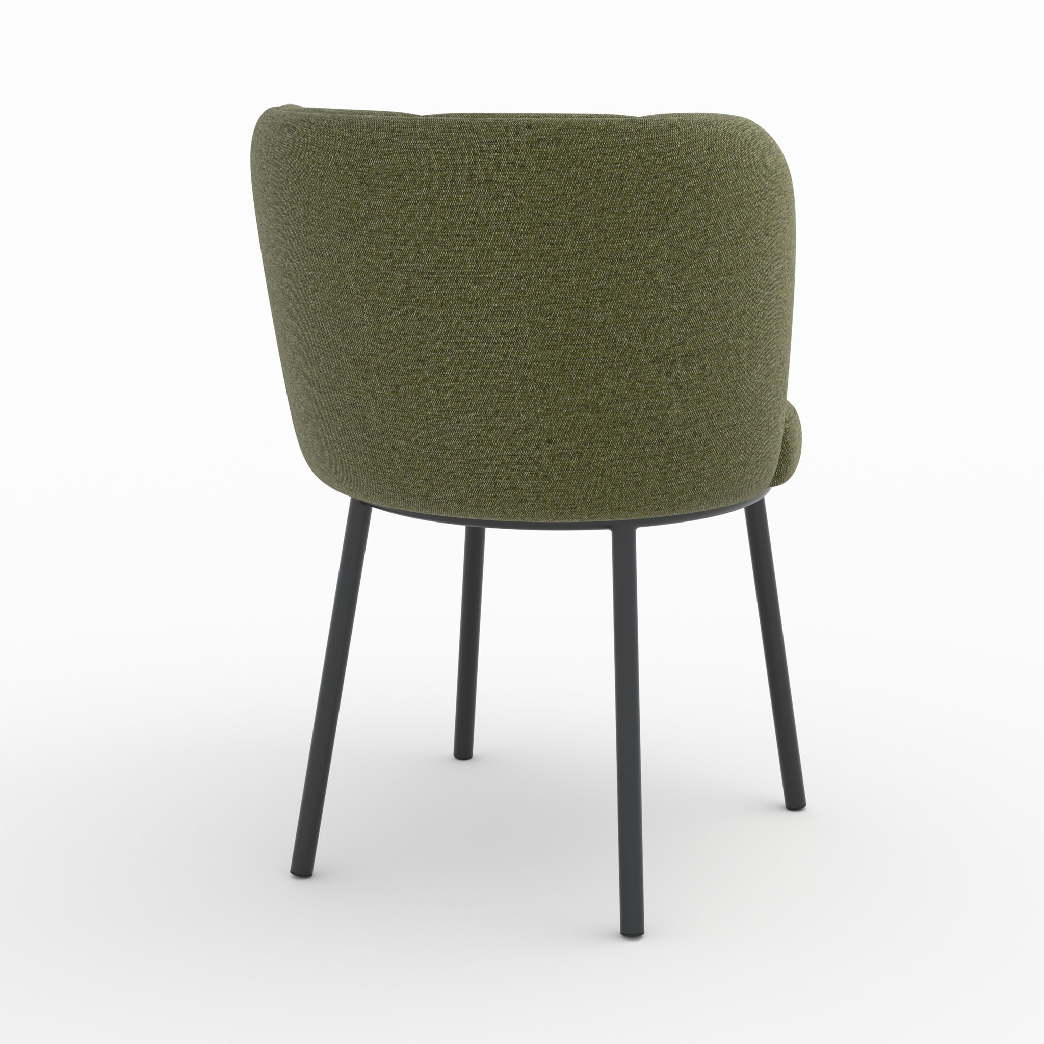 Chaise en tissu vert chiné et pieds noirs - Aby