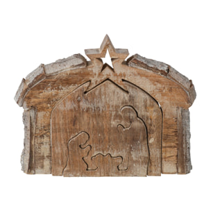 J-Line Crèche écorce - bois de manguier - naturel/vert foncé - medium