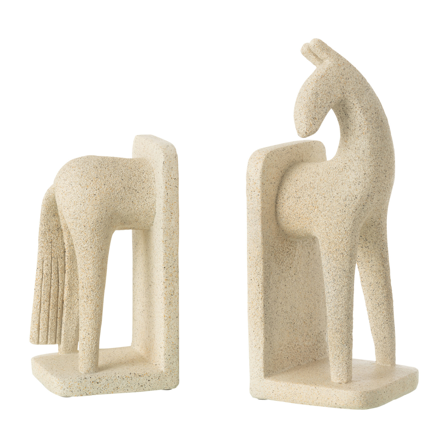 J-Line Set De 2 Serre-Livre Cheval Moderne Resine Beige