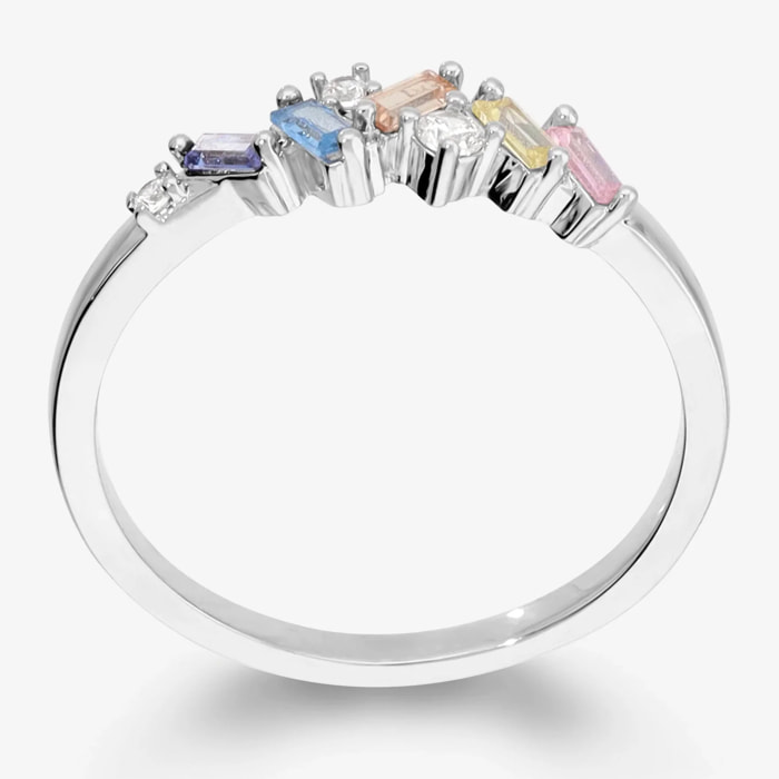 Anello Riviera con Cubic Zirconia Multicolore