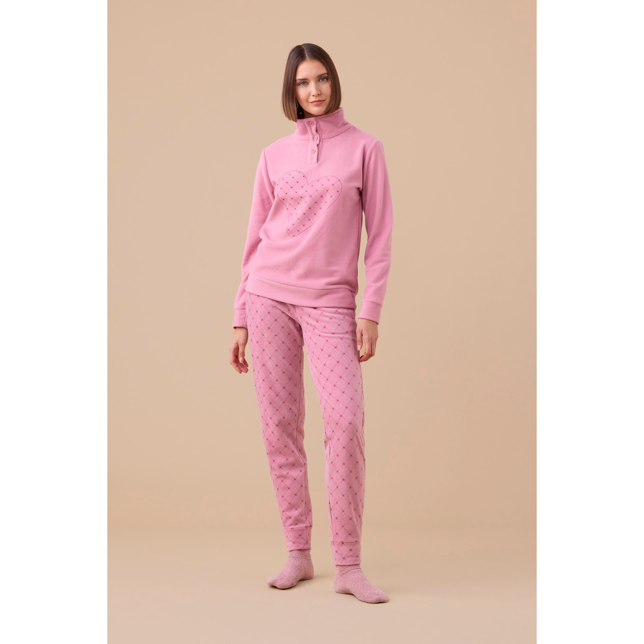 Pigiama donna invernale in micropile articolo cuore. Noidinotte