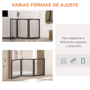 Barrera de Seguridad Plegable Perros Pequeños 160x76 cm para Puertas Café Oscuro