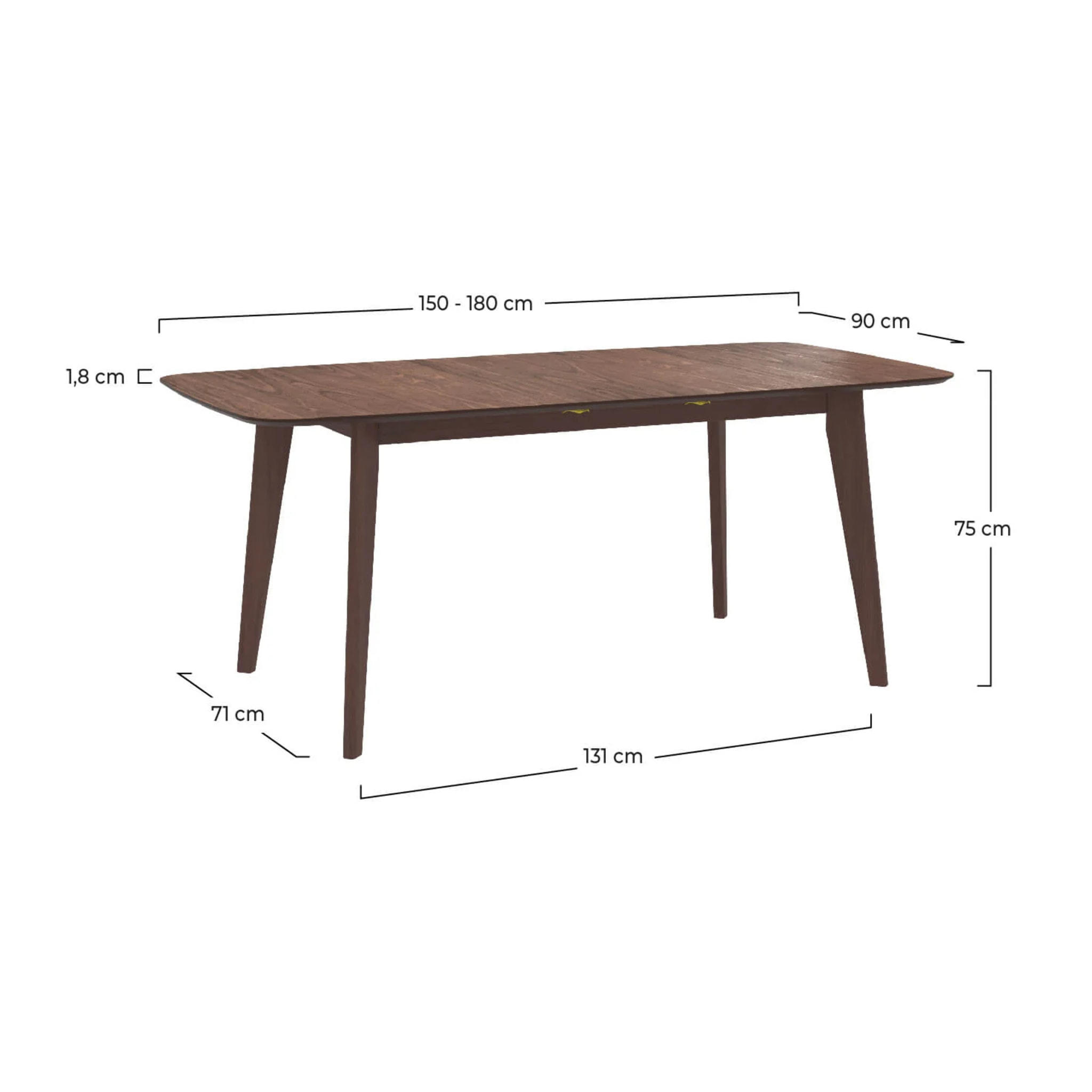 Table rectangulaire 4/6 personnes extensible en bois foncé 150/180 cm - Oman