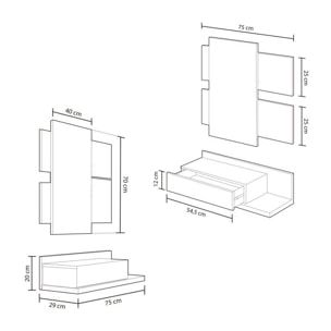 Mueble de recibidor Tekkan Blanco Artik (Blanco Mate) - Gris Cemento