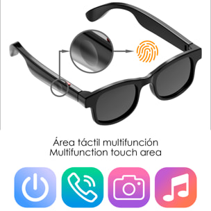 Occhiali smart AIMB-V3, chiamata bluetooth, assistente vocale, controllo remoto della fotocamera, occhiali da sole e lenti anti luce blu.