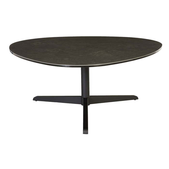 Table basse design en céramique noire et métal L100 cm LEWA