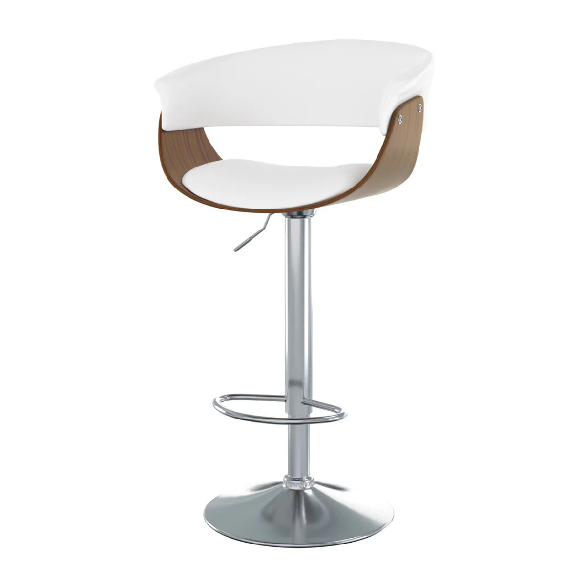 Chaise de bar réglable et pivotante 59/81 cm en cuir synthétique blanc - Basile