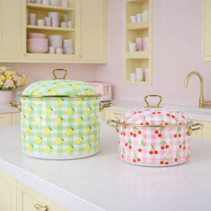Faitout 20cm en acier émaillé avec motif cerise - tous feux VICHY