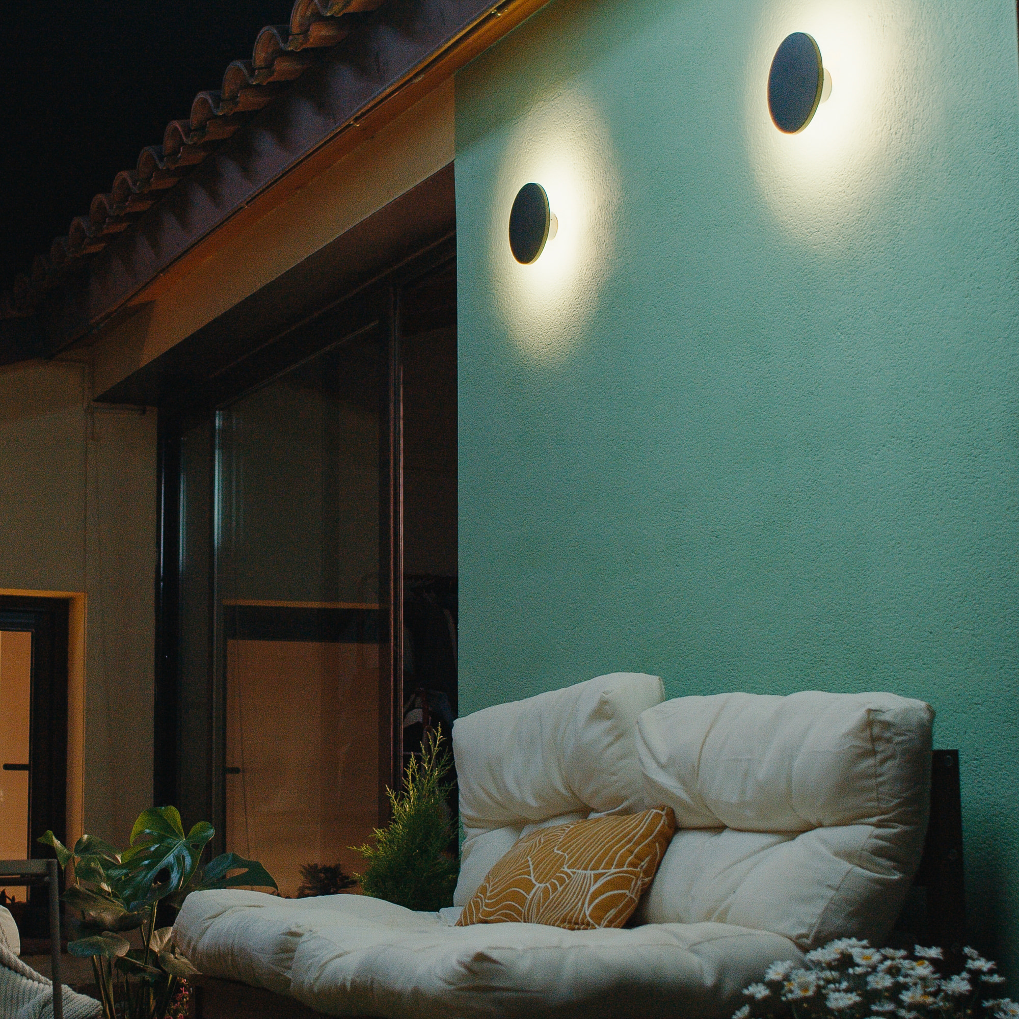 Forlight Yika - Aplique Led Exterior Circular Para Jardín Y Terraza - Luz Indirecta Con Ef