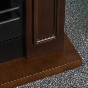 Jefferson - Camino Elettrico da Terra con Effetto Fiamma 89,5x90,5x28 cm in Legno Noce