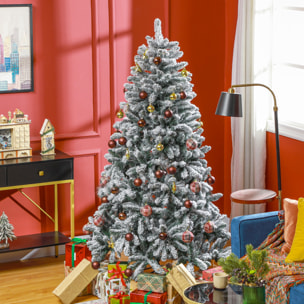 Árbol de Navidad 210 cm Árbol de Navidad Artificial Nevado con 1021 Ramas y Soporte de Metal Árbol Navideño para Salón Interior Verde