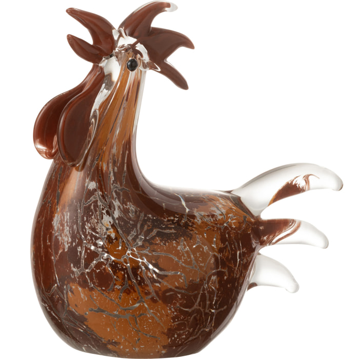 J-Line presse-papier Poule Tacheté - verre - blanc/marron/ocre