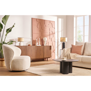 Buffet vintage finition bois foncé noyer 4 portes L180 cm SANAA