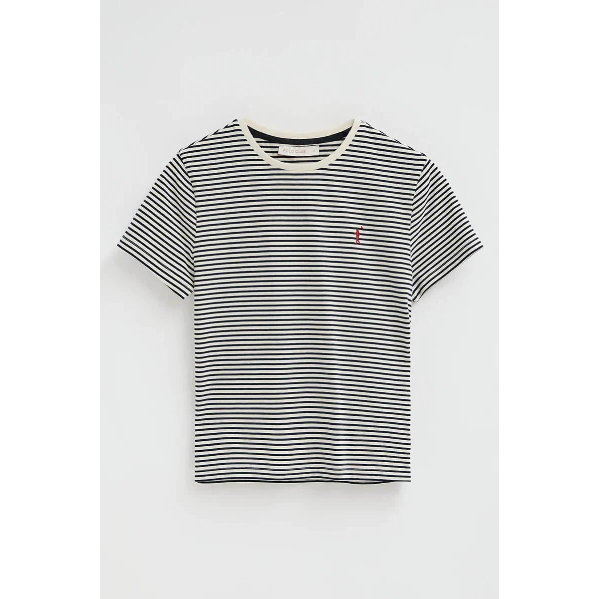 Maglietta a righe blu marino ed ecrù dal fit regular con ricamo Rigby Go