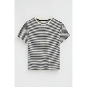 Maglietta a righe blu marino ed ecrù dal fit regular con ricamo Rigby Go