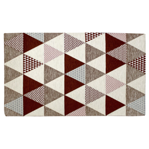 TAPPETO ARREDO TRIANGOLI MARRONE FONDENTE 65X115 CM CON ANTISCIVOLO
