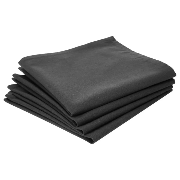 Lot de 4 serviettes de table coton - gris foncé - 40x40 cm