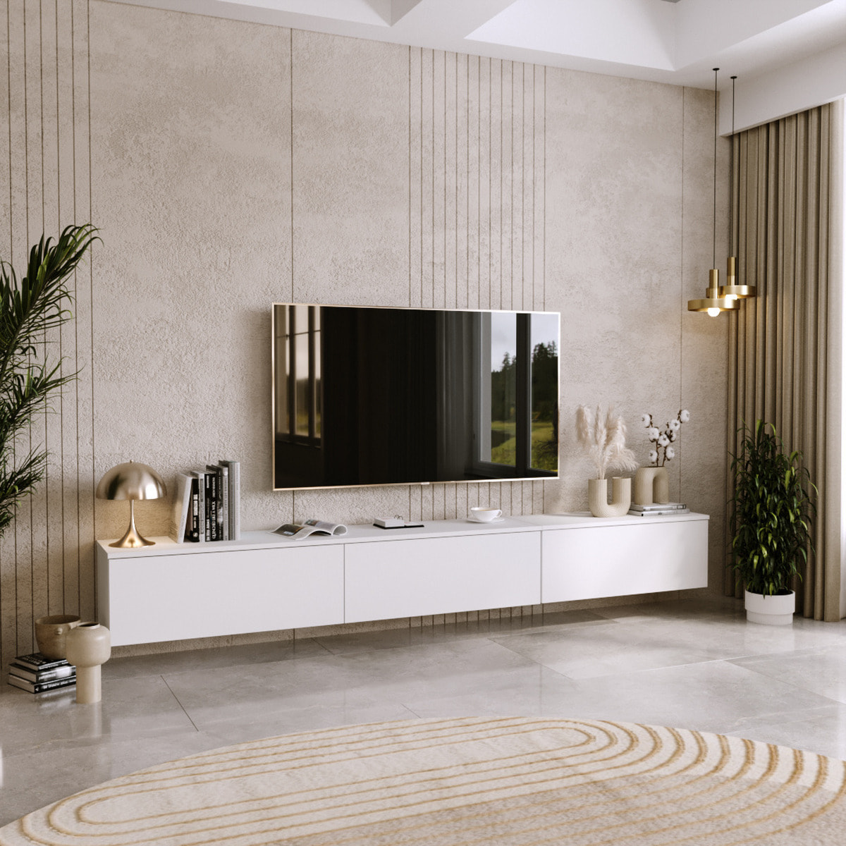 Mobile TV Sospeso Nicole 160 cm Bianco