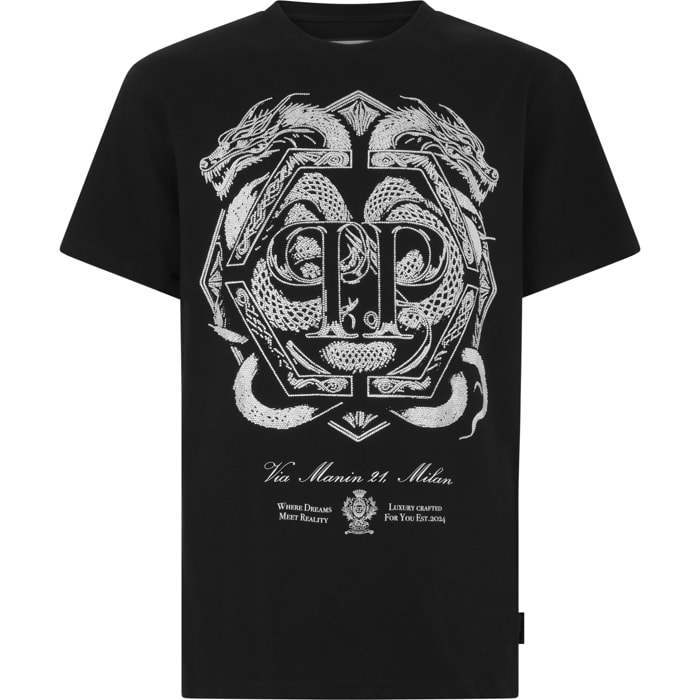 PHILIPP PLEIN Round Neck T-Shirt Full Of Stones Dragon