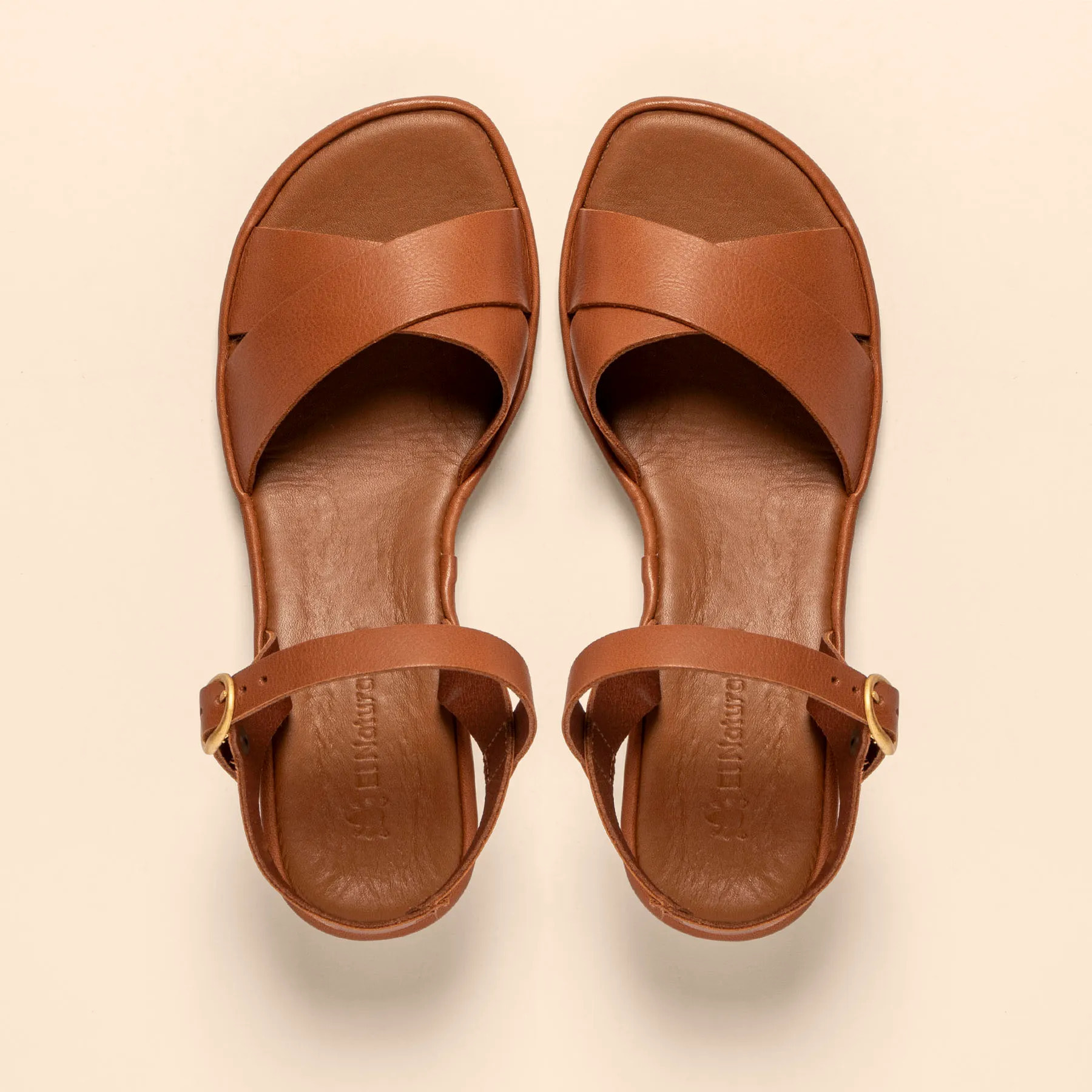 Sandalias con tacón N854 SOFT NAPPA CUERO/ GAIA color Cuero