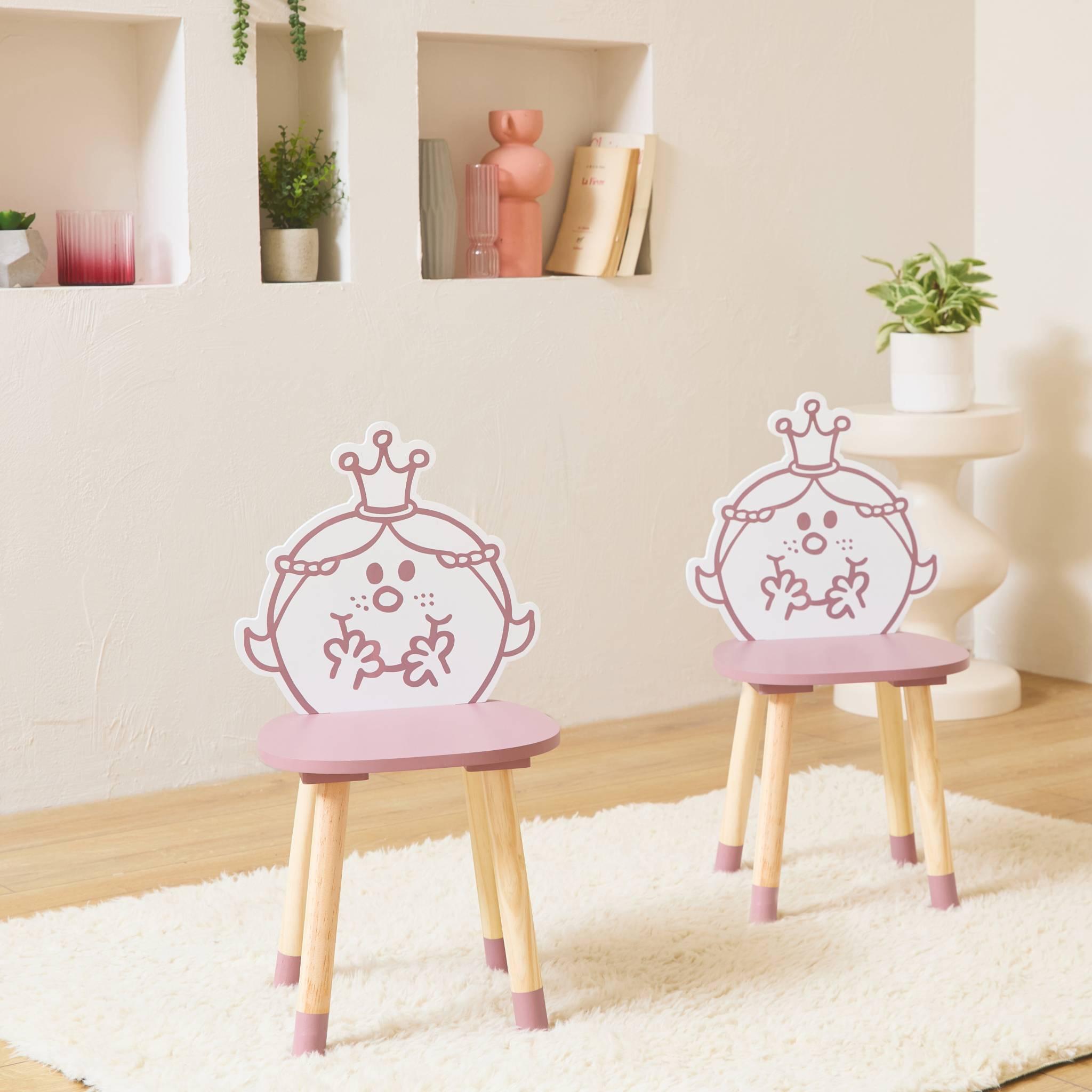 Table pour enfant avec pot à crayon + 4 chaises Madame Princesse collection Monsieur Madame