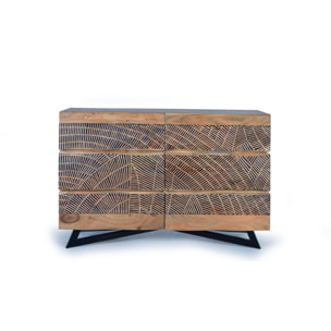 Cómoda de Madera de Acacia 125 Cm Estilo Rústico Moderno