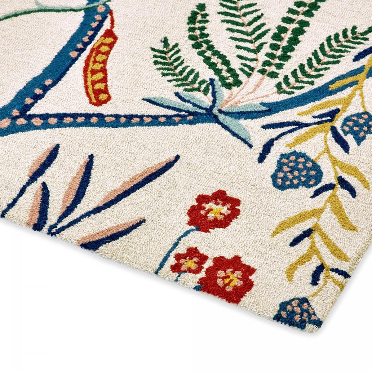 Tapis salon et chambre fait à la main en laine motif floral CHICDOUY