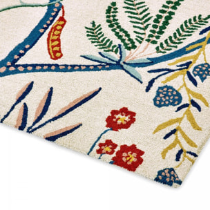 Tapis salon et chambre fait à la main en laine motif floral CHICDOUY