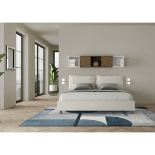 Letto matrimoniale king size con rete imbottito 200x200 similpelle bianco Antea Large