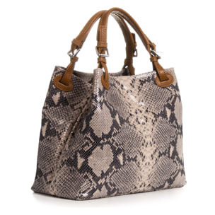 Emanuela Bolso tote Mujer.Piel auténtica Gamuza Pitón Dollaro