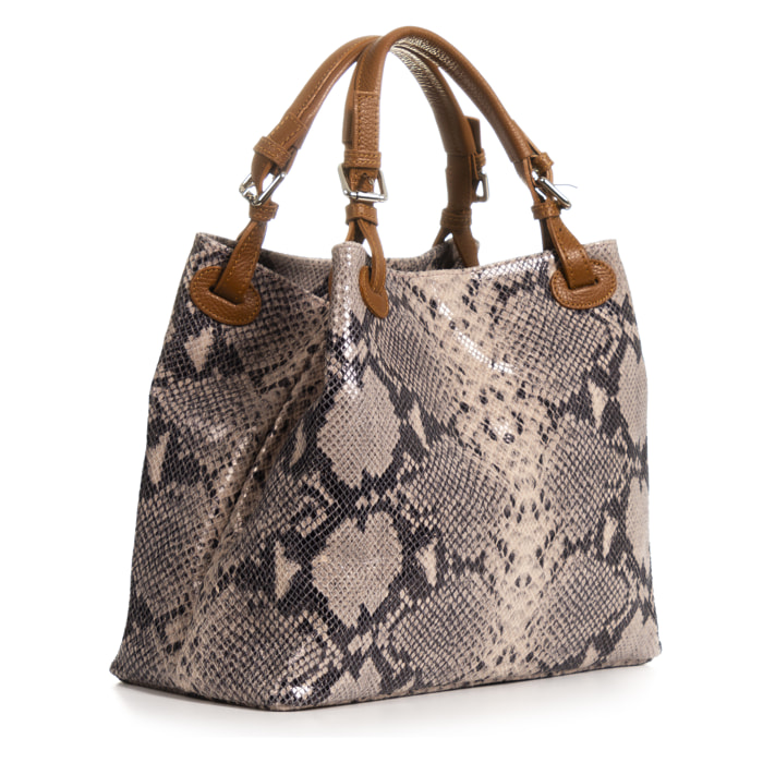Emanuela Bolso tote Mujer.Piel auténtica Gamuza Pitón Dollaro
