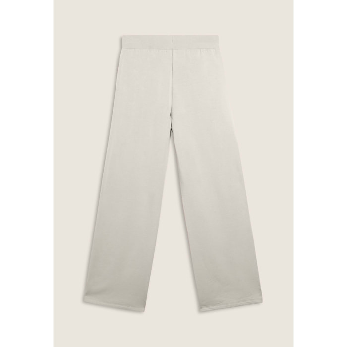 Pantaloni wide leg da donna con logo in strass bicolore