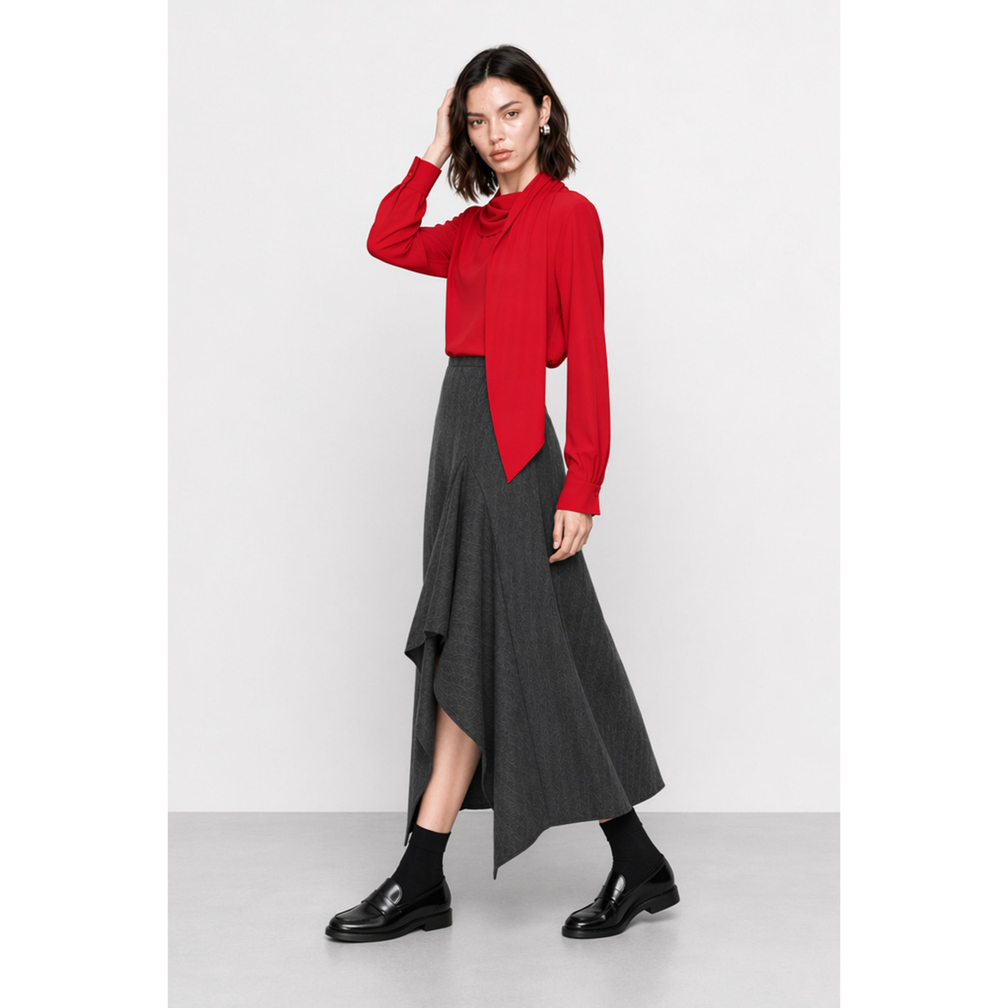Kocca - Gonna asimmetrica da donna a vita alta con drappeggio Donna