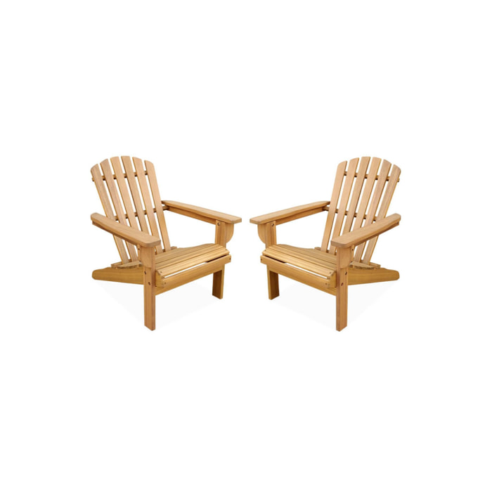 Lot de 2 fauteuils en bois d'acacia Adirondack pour enfant. couleur teck clair