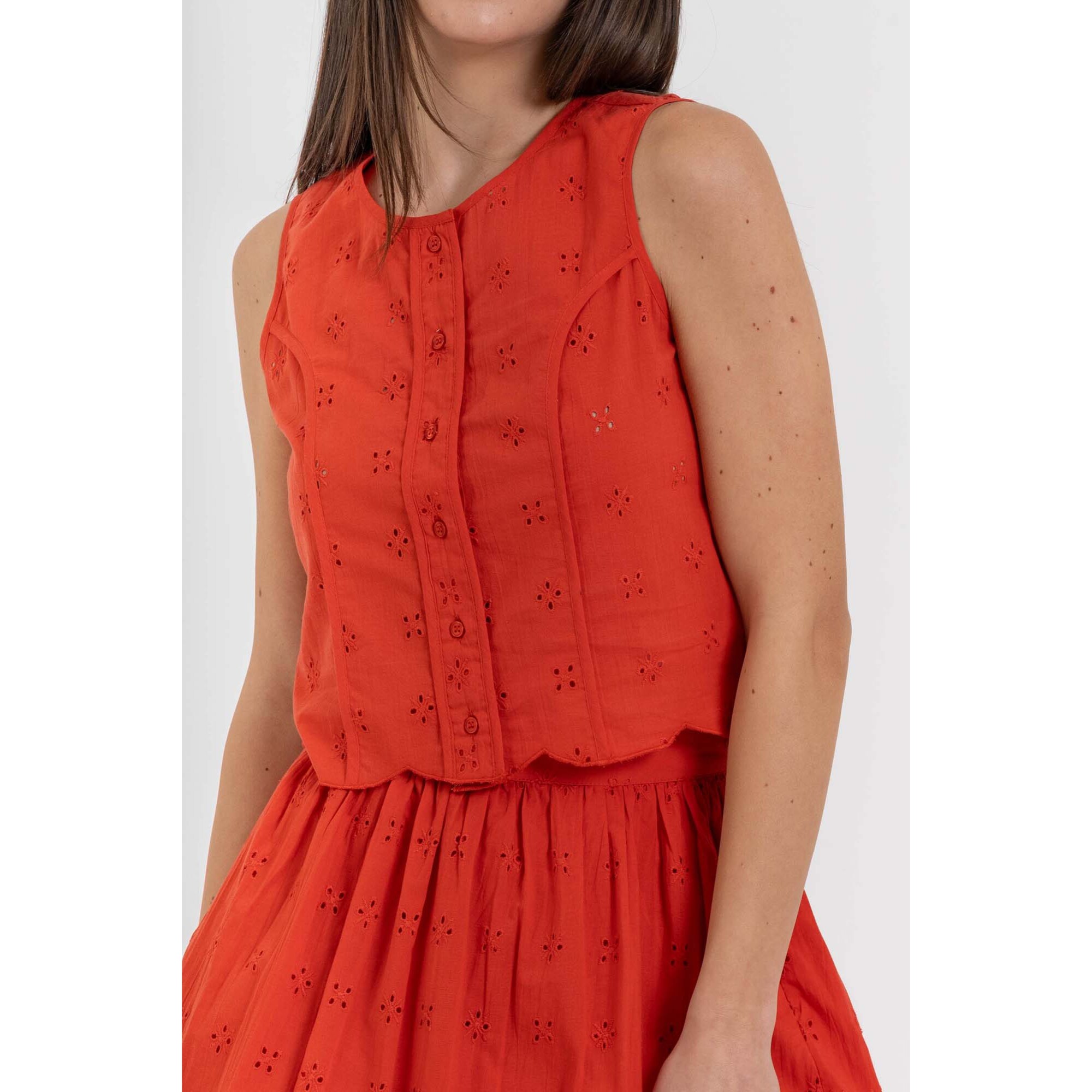 Kocca - Top da donna smanicato in cotone con bottoni Donna