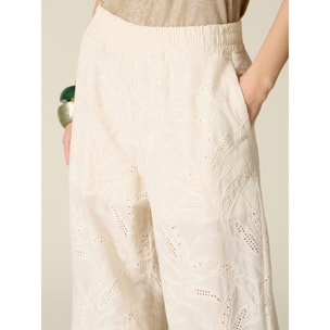 Oltre - Pantalones palazzo en sangallo - Blanco