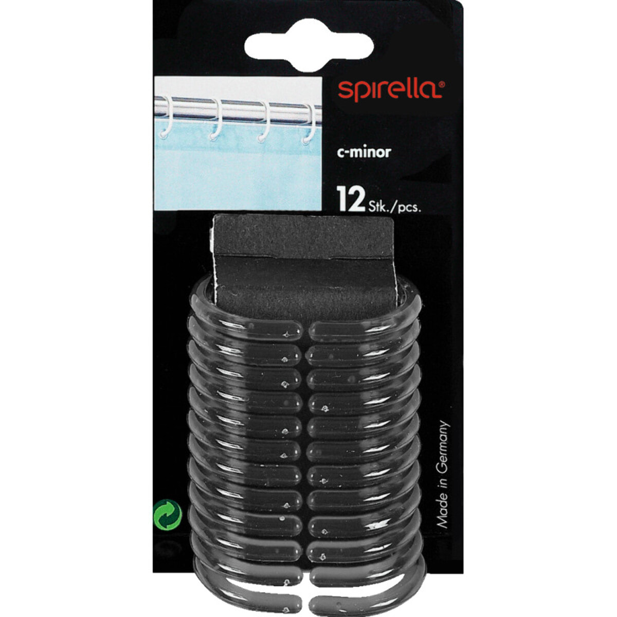 Lot de 12 anneaux pour rideaux de douche C-MINOR Gris Spirella