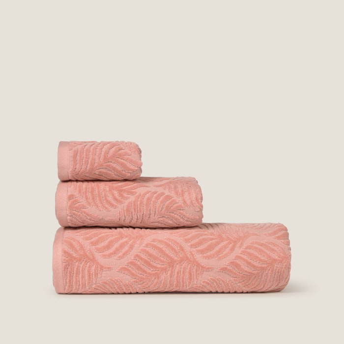 Toalla baño rizo algodón jacquard floral Claudia color rosa 100% Algodón