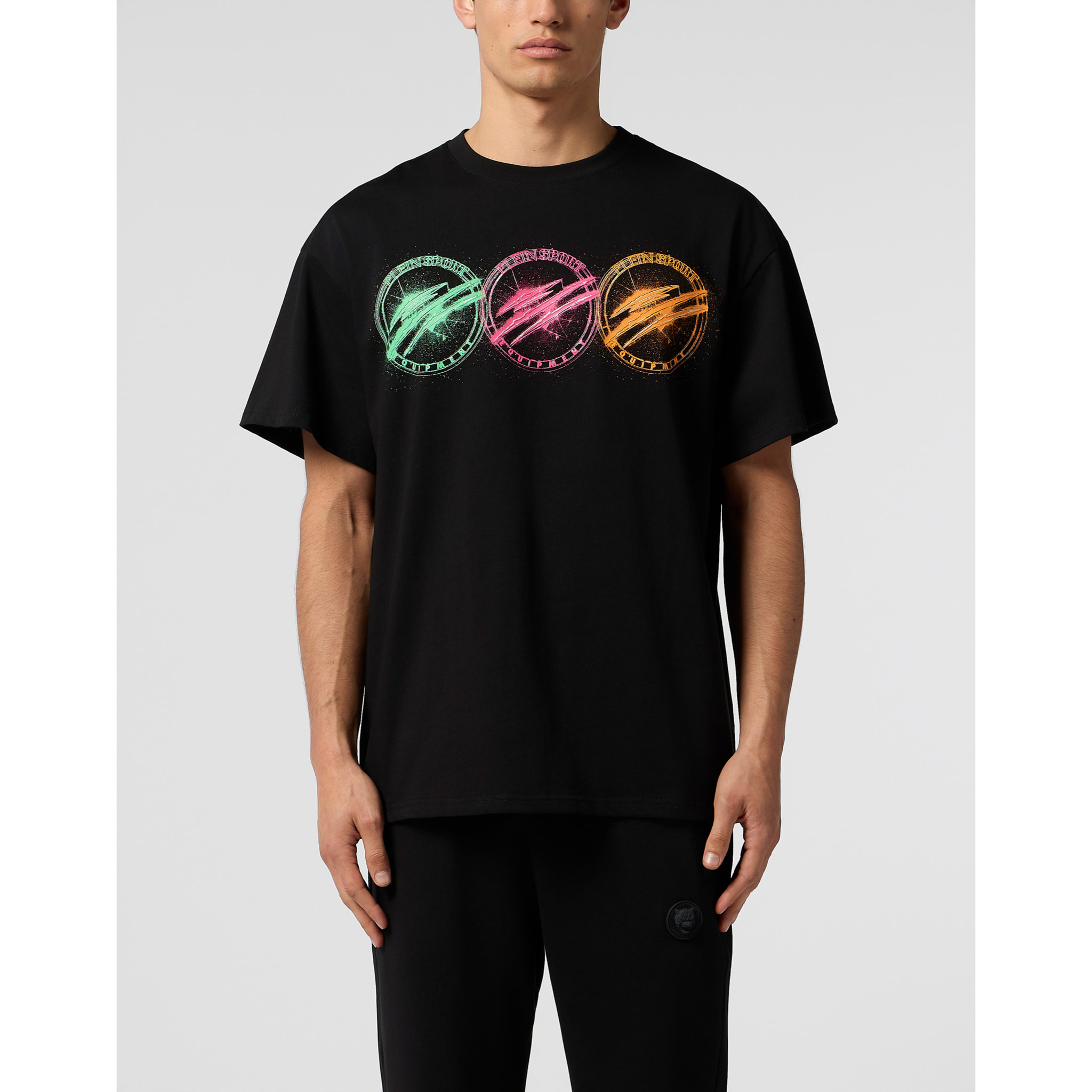 PLEIN SPORT Round Neck T-Shirt Multicolor Scratch