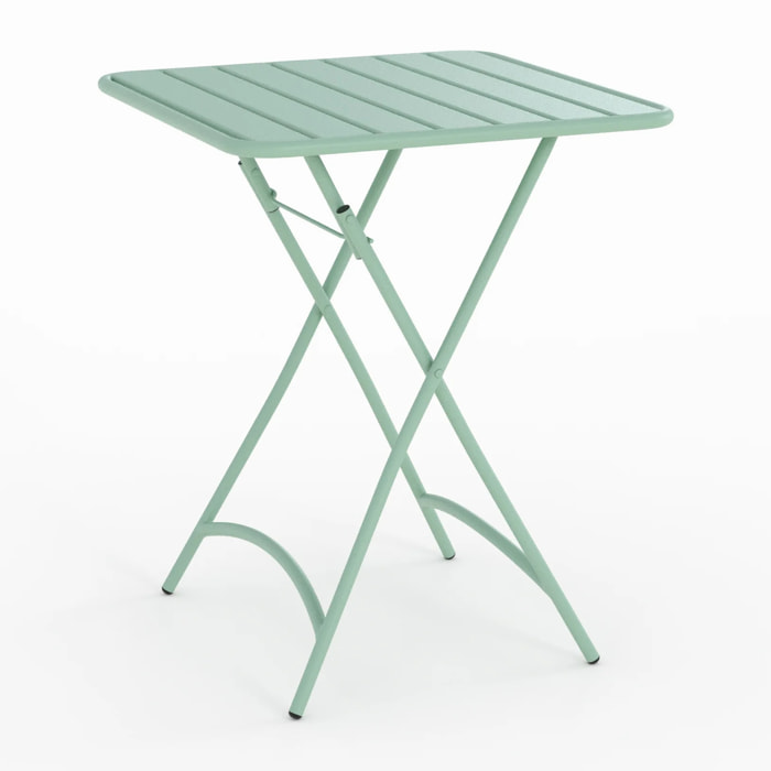 Table de jardin pliante en métal vert clair 2 personnes - Yumi